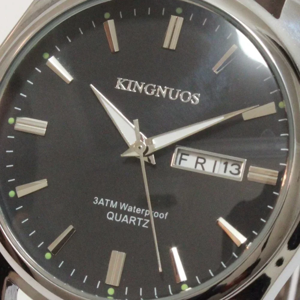 Men's Contemporary Dress Watch Silver Case Black Leather Watch Strap 40mm - Picture 12 of 13